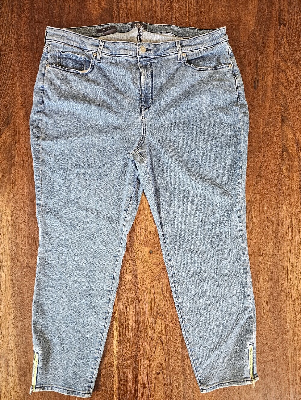NYDJ Amy Skinny Denim Jeans With Lime Green Zipper Lift Tuck Technology Size 18W